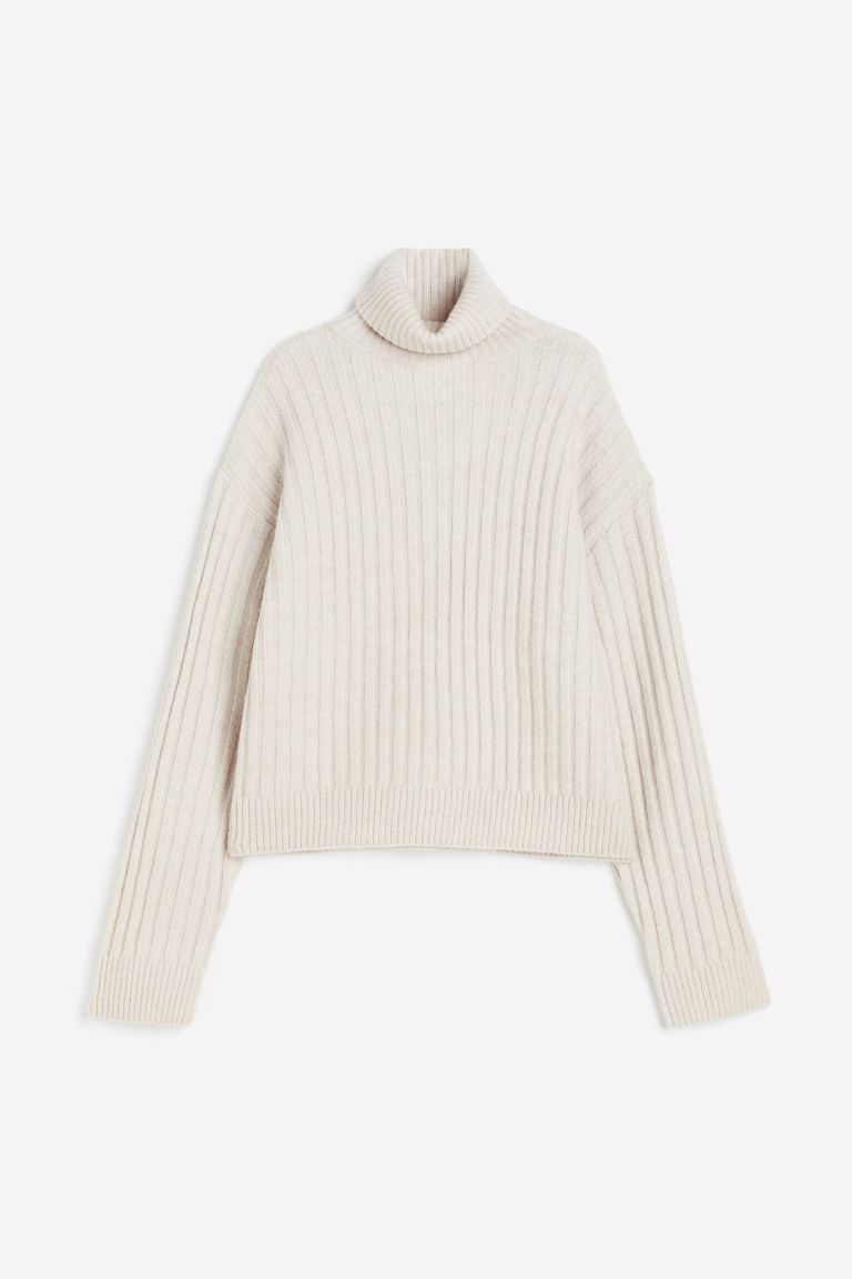 H & M - Rib-knit Turtleneck Sweater - Brown | H&M (US + CA)