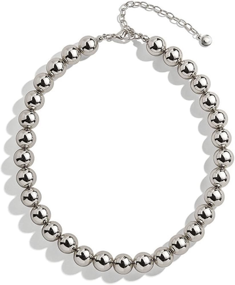 HUSION 14K Gold Plated Link Chain Necklace for Women Girls Dainty Rectangle Chain Choker Beaded C... | Amazon (US)