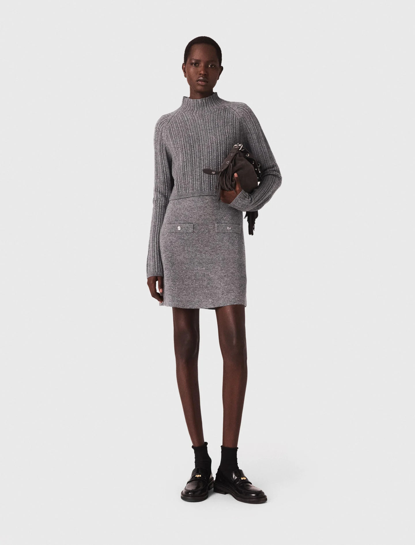 2-in-1 knit mini dress Black / Gray for Women | Maje | Maje US