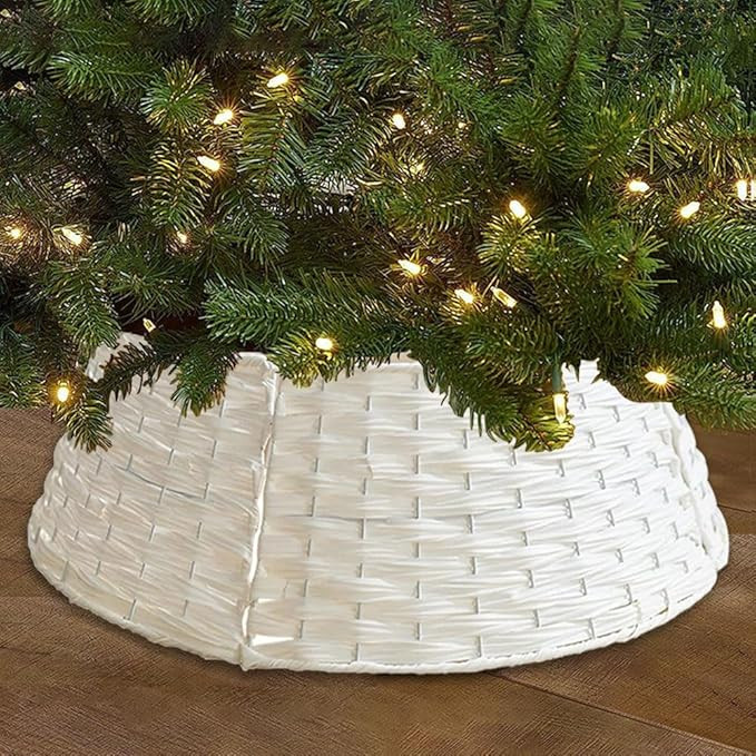 Vanleonet Christmas Tree Collar, Christmas Tree Base Cover,Handwoven Plastic Rattan Tree Collar R... | Amazon (US)