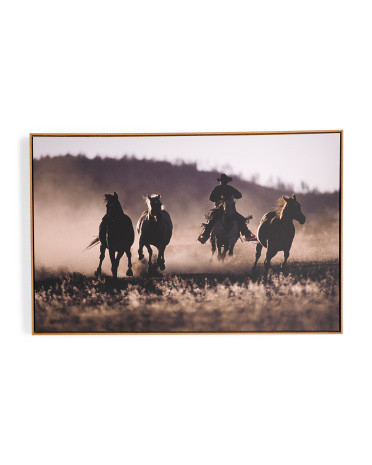 26x40 Cowboy Herding Framed Wall Art | TJ Maxx