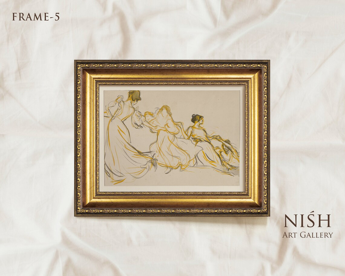 Vintage Art Framed Housewarming Gift Vintage Drawing Women - Etsy | Etsy (US)