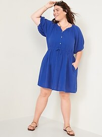Waist-Defined Puff-Sleeve Mini Poet Dress for Women | Old Navy (US)