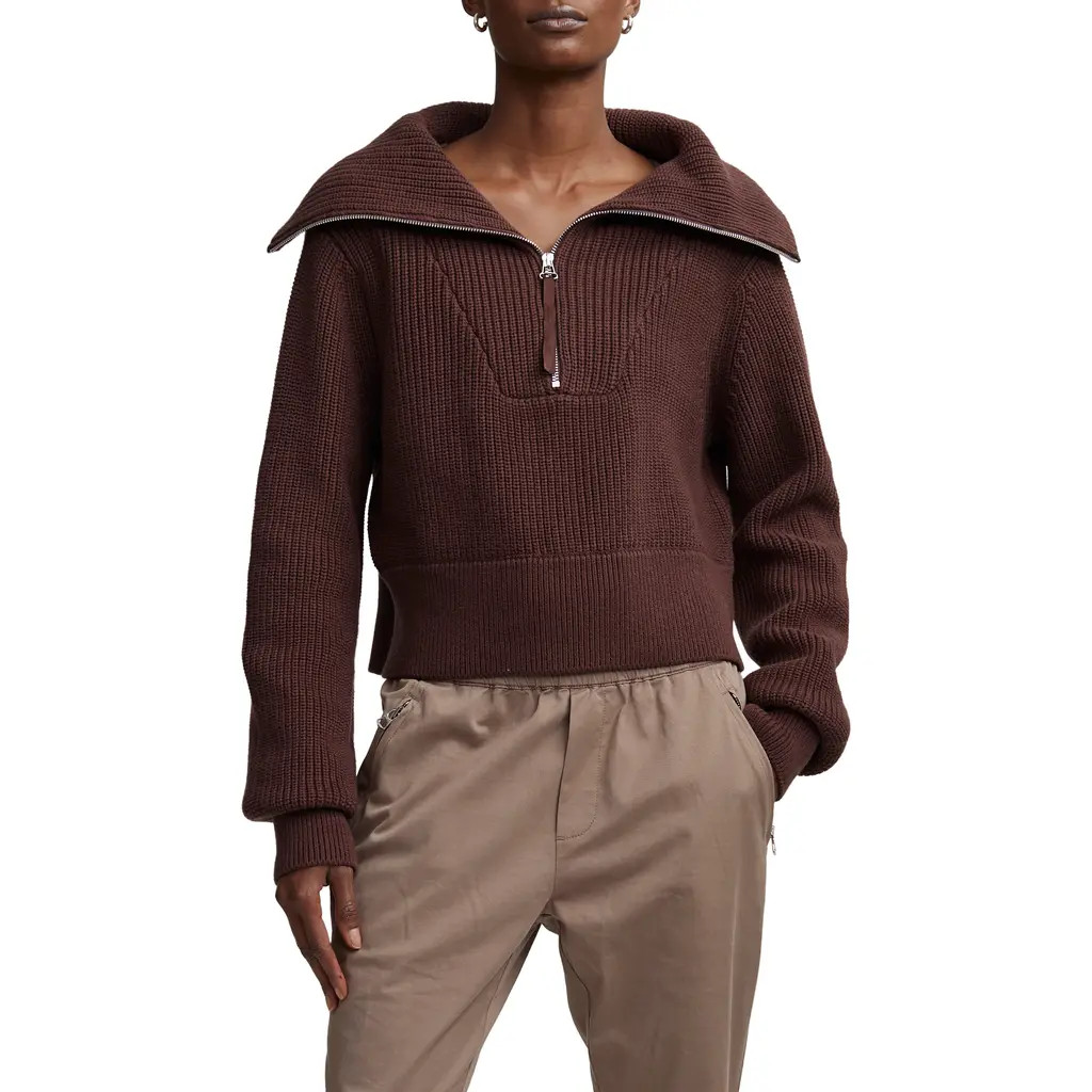 Varley Mentone Half Zip Sweater in Deep Mahogany at Nordstrom, Size X-Small | Nordstrom