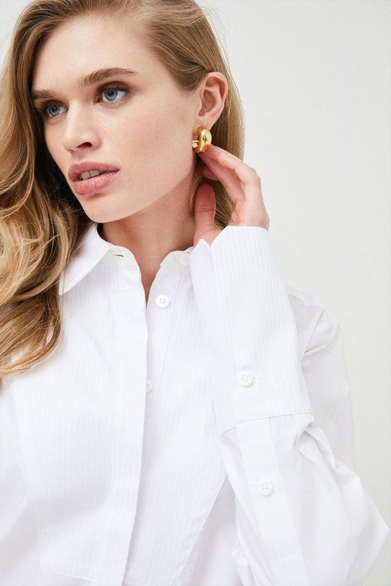 Lydia Millen Poplin Stripe Bib Shirt | Karen Millen UK & IE