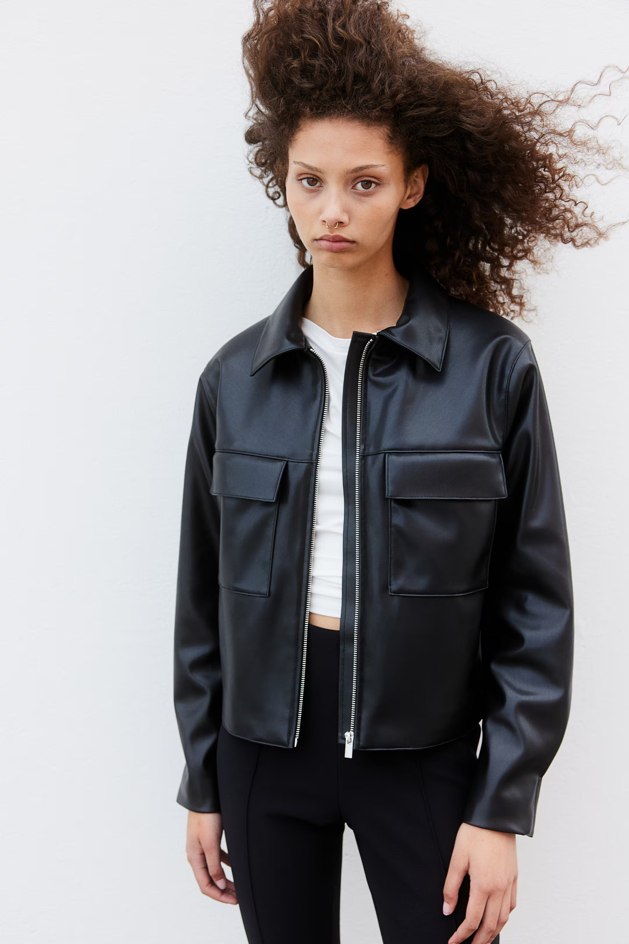 Coated jacket - Black - Ladies | H&M GB | H&M (UK, MY, IN, SG, PH, TW, HK)