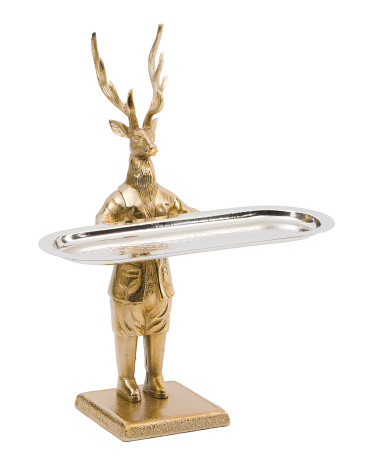 15x12in Reindeer Plate With Gold Finish | TJ Maxx