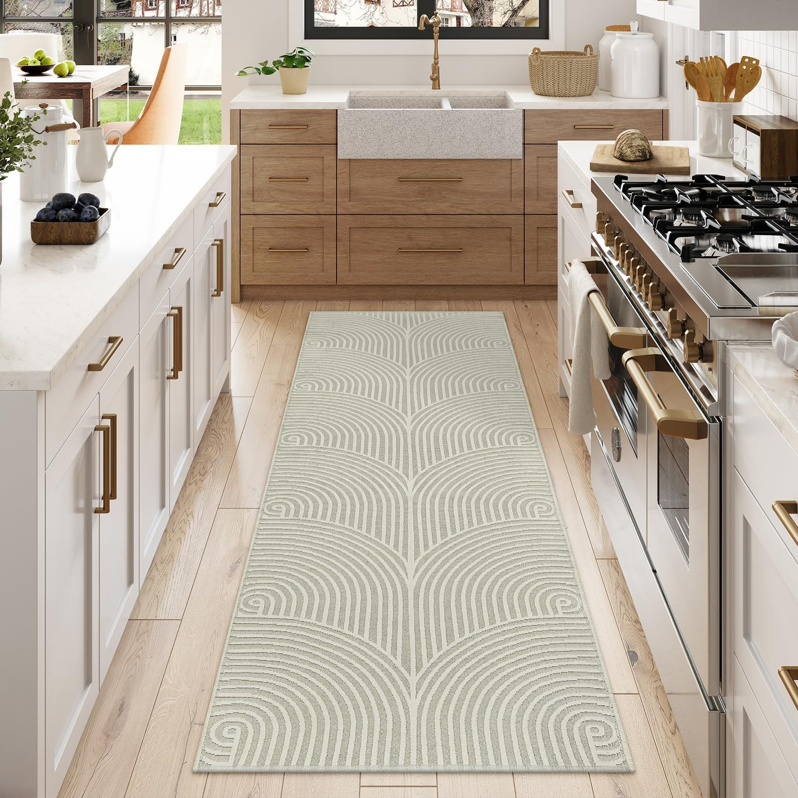 Tiffasea Washable Runners for Hallways 2.6'x8', Beige Kitchen Runner Cotton Woven Entry Mat Long ... | Amazon (US)