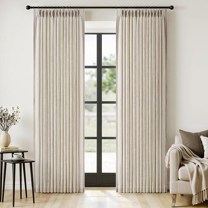 MIULEE Pinch Pleated Linen Curtains 96 Inches Long 2 Panels for Living Room Bedroom, Thick Textur... | Amazon (CA)