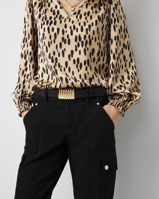 Women's Sculptural Pant Belt in Black size XXS/XS | White House Black Market | White House Black Market