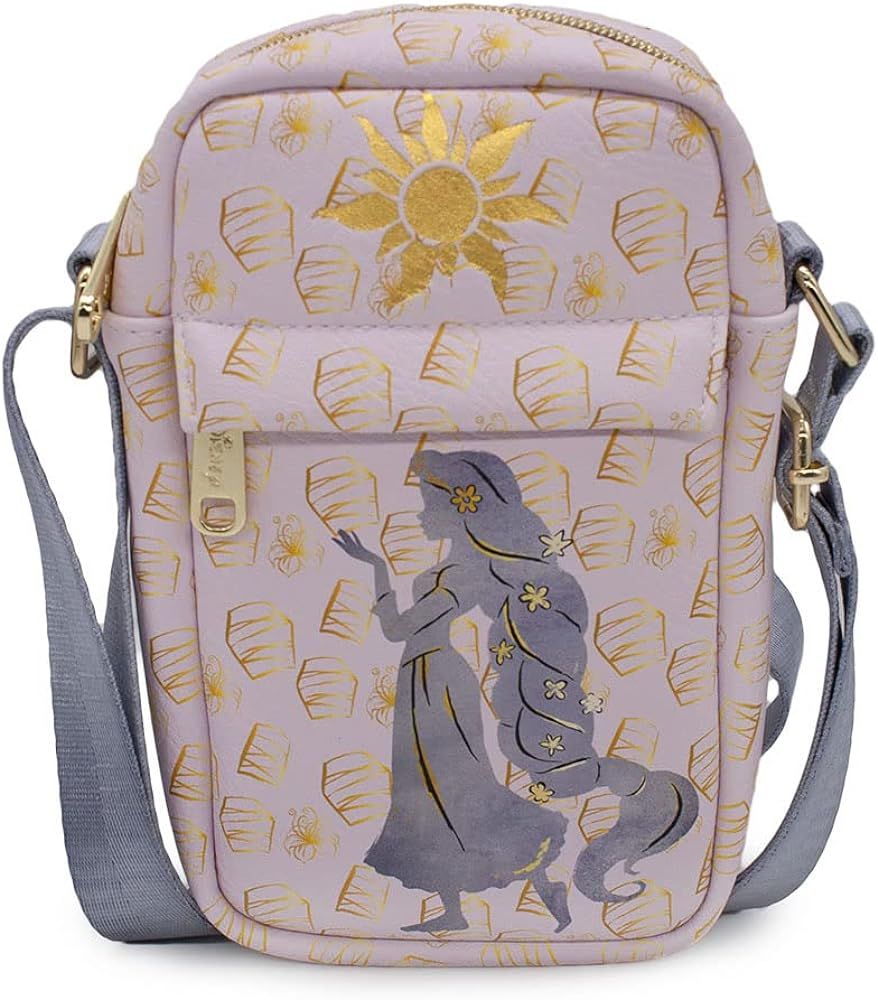 Buckle Down Disney Bag, Cross Body, Tangled Rapunzel Pose Silhouette and Sun, Pink Yellows, Vegan... | Amazon (US)