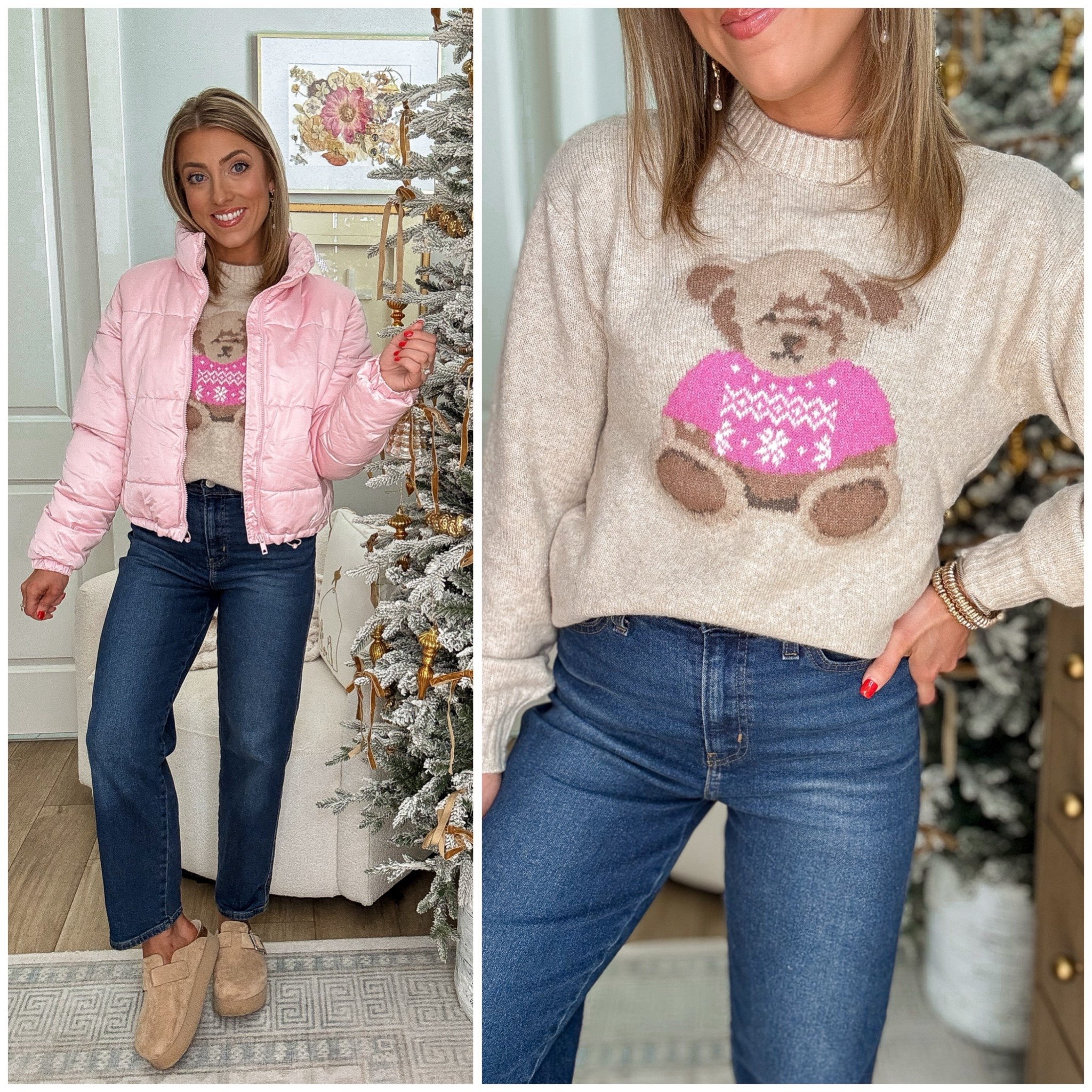 Teddy bear cuteness + winter pink perfection… both under $18! 🧸💗
This Walmart fashion outfit is giving cozy, cute, and budget-friendly in the best way. The teddy sweater is soft, warm, and the sweetest pop of pink — and the matching $17-$18 puffer jacket pulls everything together for the ultimate winter look. Pair with your favorite jeans + clogs for an everyday outfit that feels festive without trying too hard.

✨ Teddy sweater — under $18
✨ Pink puffer jacket — under $18
✨ Perfect for school drop-off, holiday errands, or cozy days at home
✨ True-to-size + so soft

Wearing head-to-toe Walmart and couldn’t love it more! 💕
Shop it all in my LTK!

#WalmartFashion #WalmartFinds #AffordableOutfits #CozyWinterStyle #TeddySweater #PinkPuffer #HolidayOutfits #BudgetFriendlyStyle #LTKStyle #LTKHoliday #WinterFashion2025