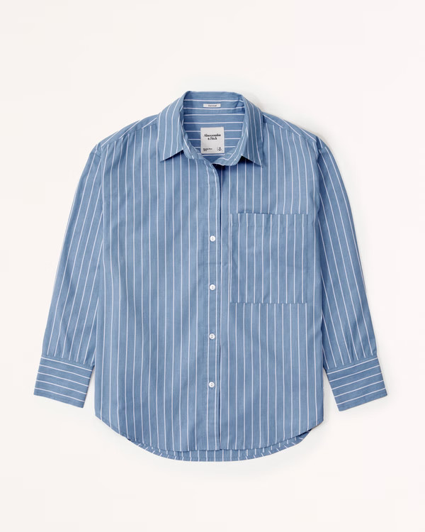 Oversized Poplin Button-Up Shirt | Abercrombie & Fitch (US)