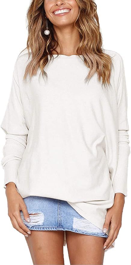 Amazon.com: LIYOHON Oversized T Shirts for Women Tunic Tops to Wear with Leggings Long Sleeve Fal... | Amazon (US)