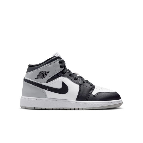 Kids' Air Jordan 1 Mid Sneakers Big 7 Regular White/Black/Light Smoke Grey | Scheels