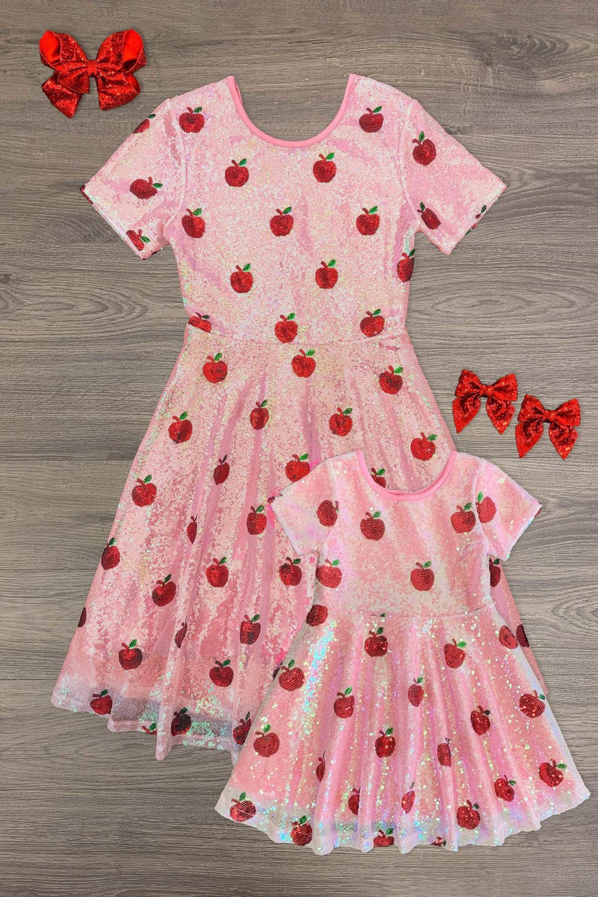 Mom & Me - Pink Sequin Apple Dress | Sparkle In Pink