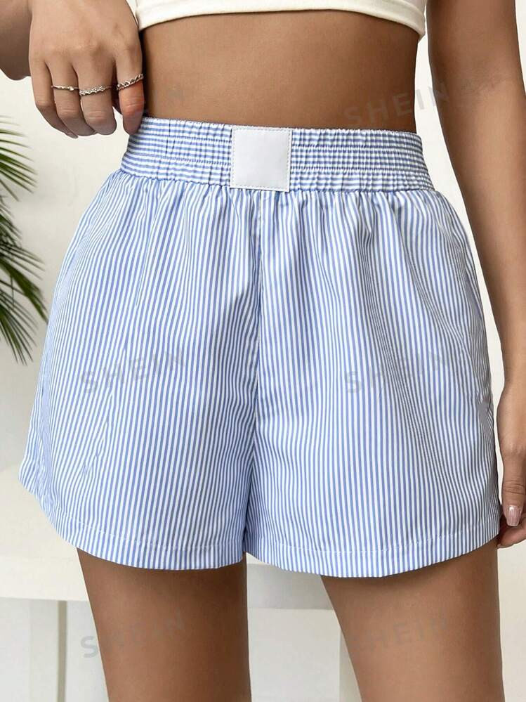 SHEIN EZwear Elastic Waist Striped Shorts | SHEIN USA | SHEIN
