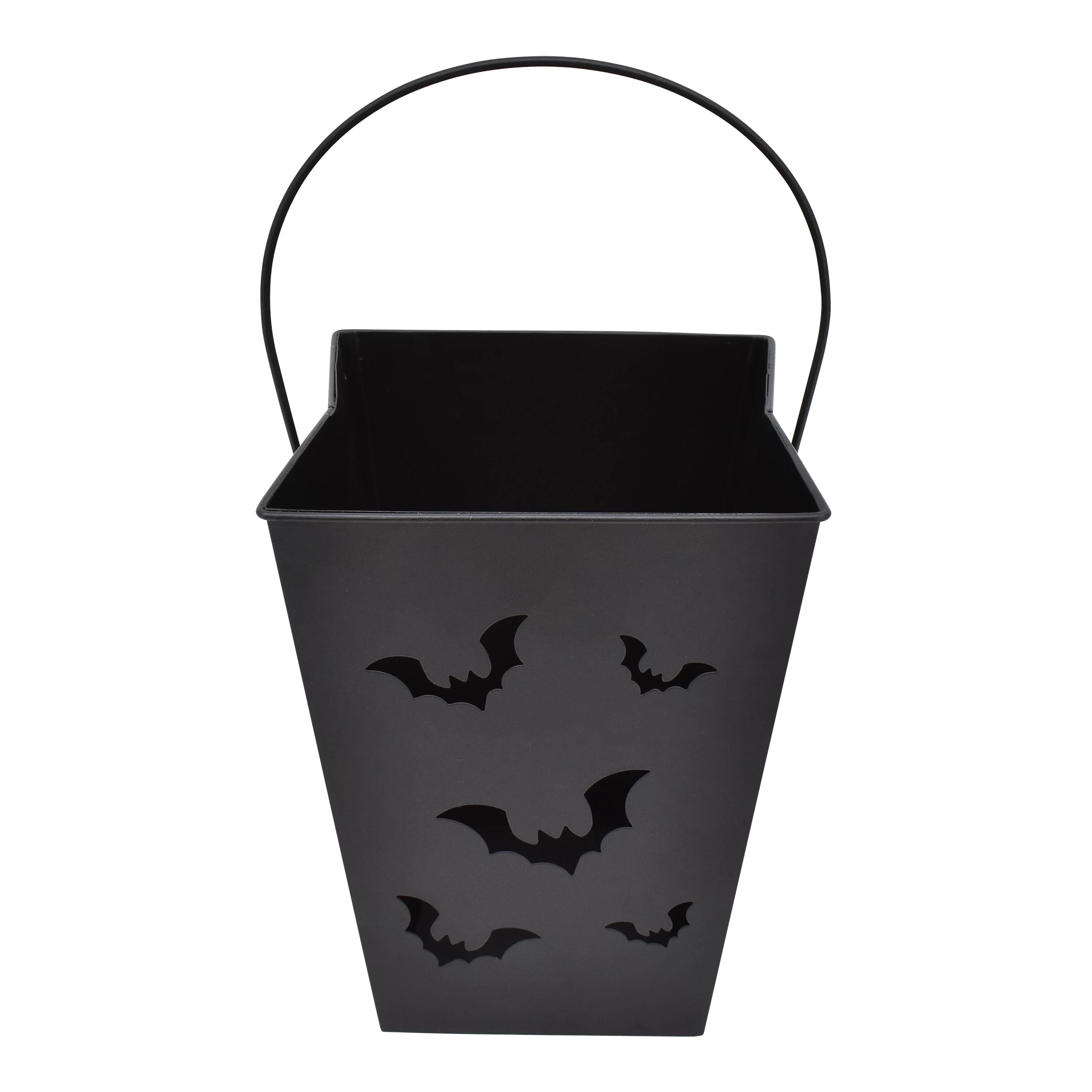 Way To Celebrate Halloween Metal TEALIGHT Holder Black color with bats cut out - Walmart.com | Walmart (US)