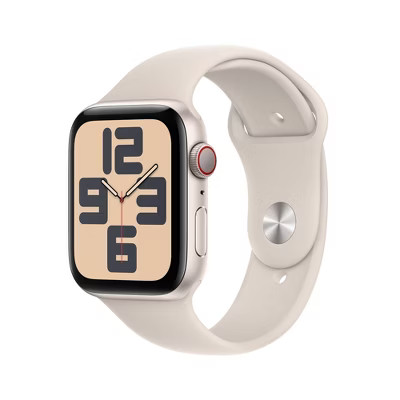 Apple Watch SE GPS + Cellular (2023, 2nd Generation) 44mm Starlight Aluminum Case with Starlight Sport Band - S/M | Target