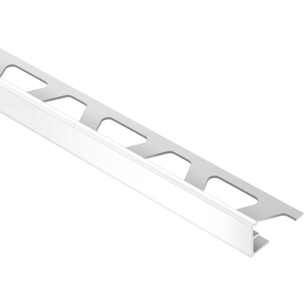 Jolly Bright White Color-Coated Aluminum 3/8 in. x 8 ft. 2-1/2 in. Metal Tile Edging Trim | The Home Depot