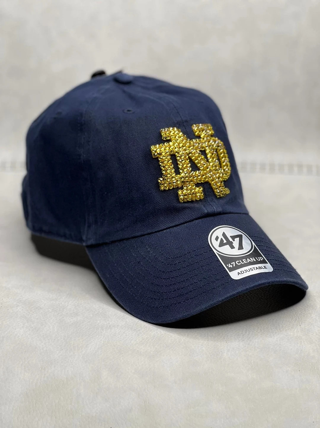 Navy & Gold Notre Dame Bling Hat swarovski Crystals Notre Dame Sparkle Hat Notre Dame Glitter Cap... | Etsy (US)