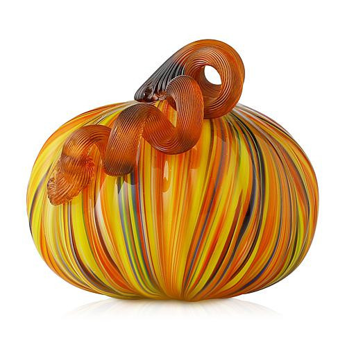 Glitzhome 6in. D Multi Striped Glass Short Pumpkin | HSN