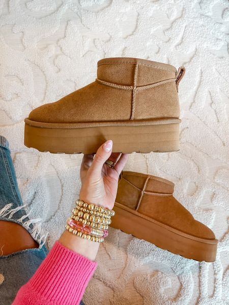 Ugg platform boot dupes under $80!! So many questions about these boots it felt like they needed their own moment on the feed now that they are BACK IN STOCK! 💯 Highly recommend! They are so comfortable and cozy. Run TTS…you will LOVE them! Also Sharing some of our Valentine’s Day Gift favs💞 

#LTKshoecrush #LTKunder100 #LTKsalealert