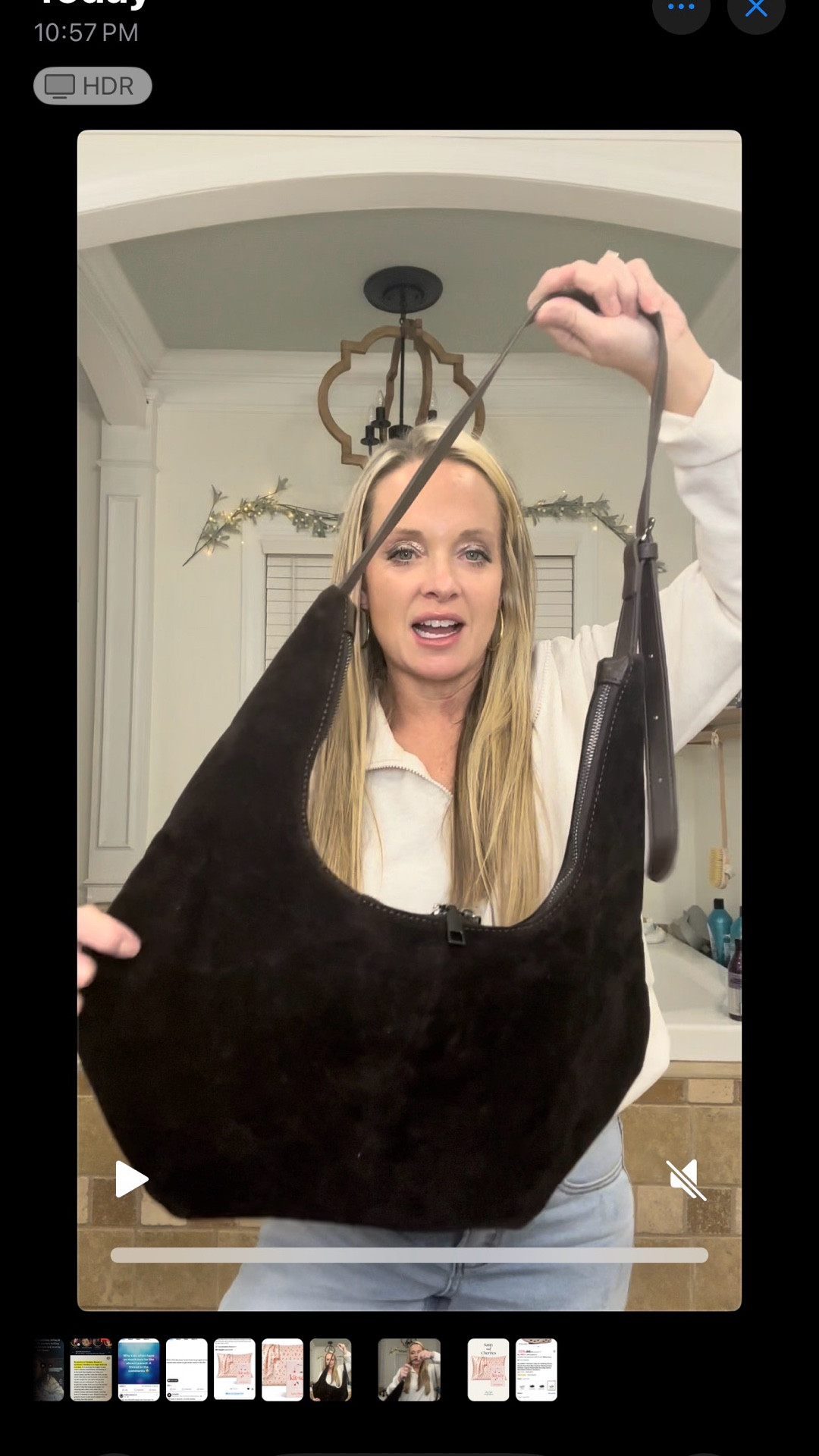 Faux suede, crescent shaped, makes this perfect for fall/winter!

#LTKmomlife #LTKSaleAlert