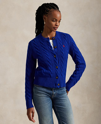 Women's Cable-Knit Wool-Cashmere Cardigan Sweater | Macy's