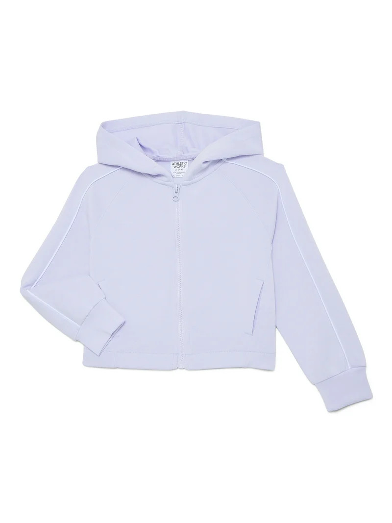 Athletic Works Girls Active Scuba Knit Hooded Zip Top, Sizes 4-18 | Walmart (US)