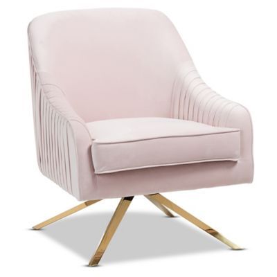 Baxton Studio® Velvet Upholstered Amaya Chair in Pink/gold | Bed Bath & Beyond
