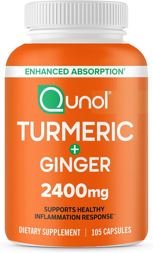 Qunol Turmeric Curcumin with Black Pepper & Ginger, 2400mg Turmeric Extract with 95% Curcuminoids... | Amazon (US)