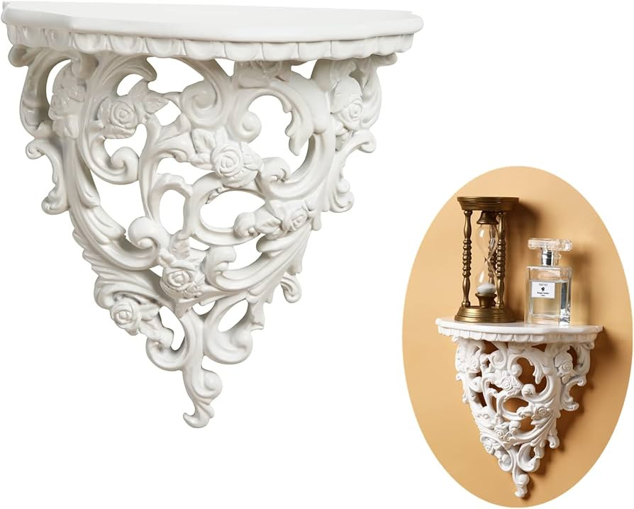 Z metnal Small Victorian Decorative Floating Shelves, Wall Mounted Decor Shelves, Classic Wall Di... | Amazon (US)