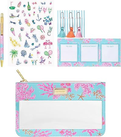 Lilly Pulitzer Pencil Case with Planner Accessories for Adults, Agenda Bonus Pack Includes Sticke... | Amazon (US)