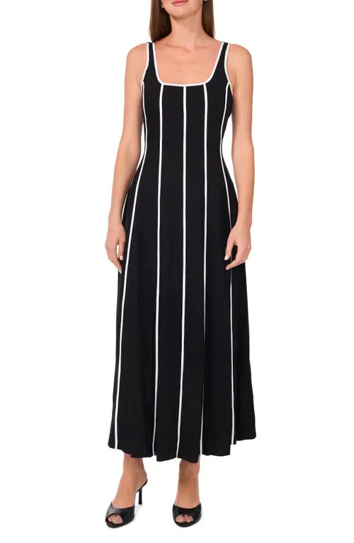 halogen(r) Stripe Maxi Dress in Rich Black at Nordstrom, Size Xx-Small | Nordstrom