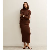 Women's Dark Brown Brushed Knit Midi Skirt New Look | New Look (UK)