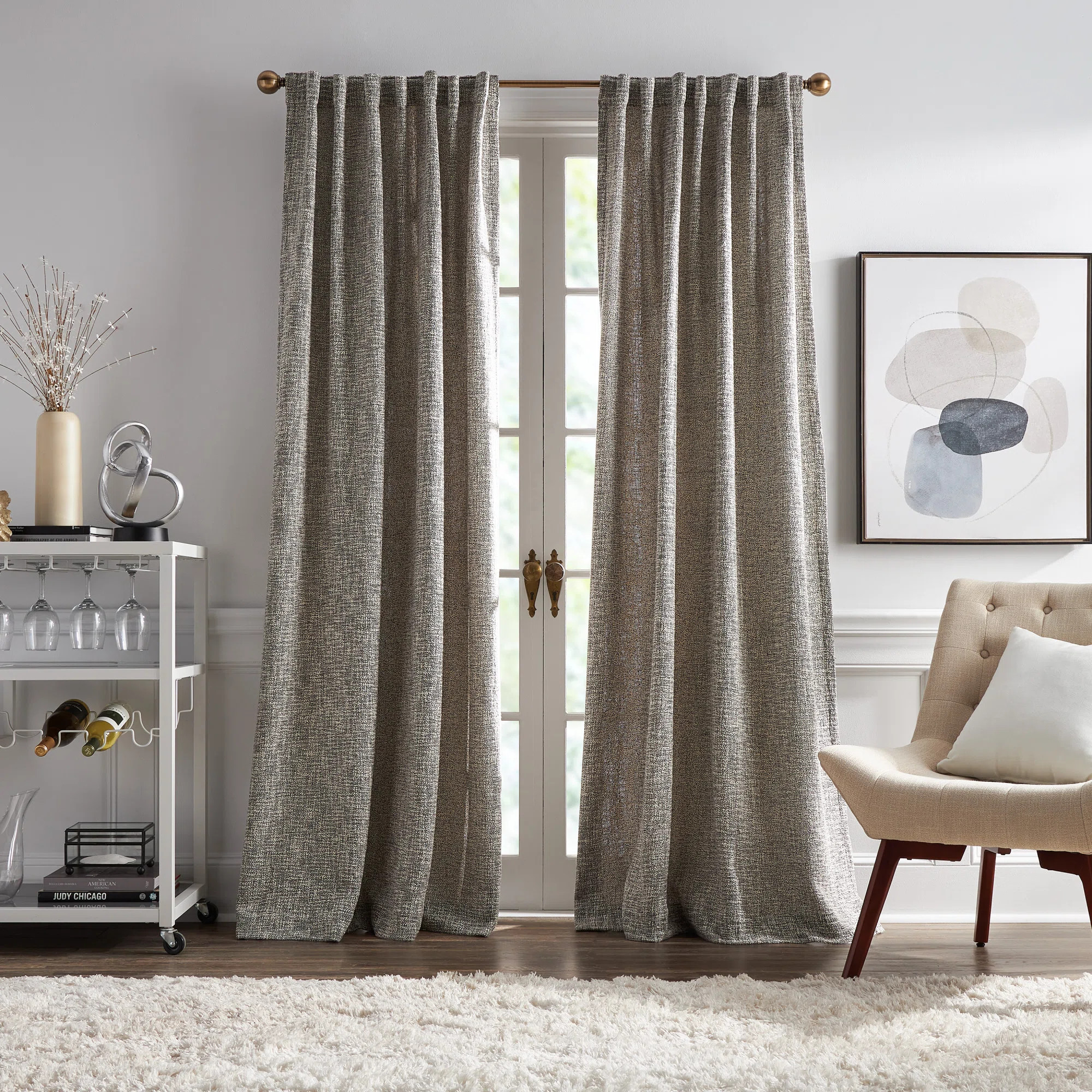 Karl Lagerfeld Paris Cosette Woven Back Tab Light Filtering Curtain Panel Pair (Set of 2) & Revie... | Wayfair North America