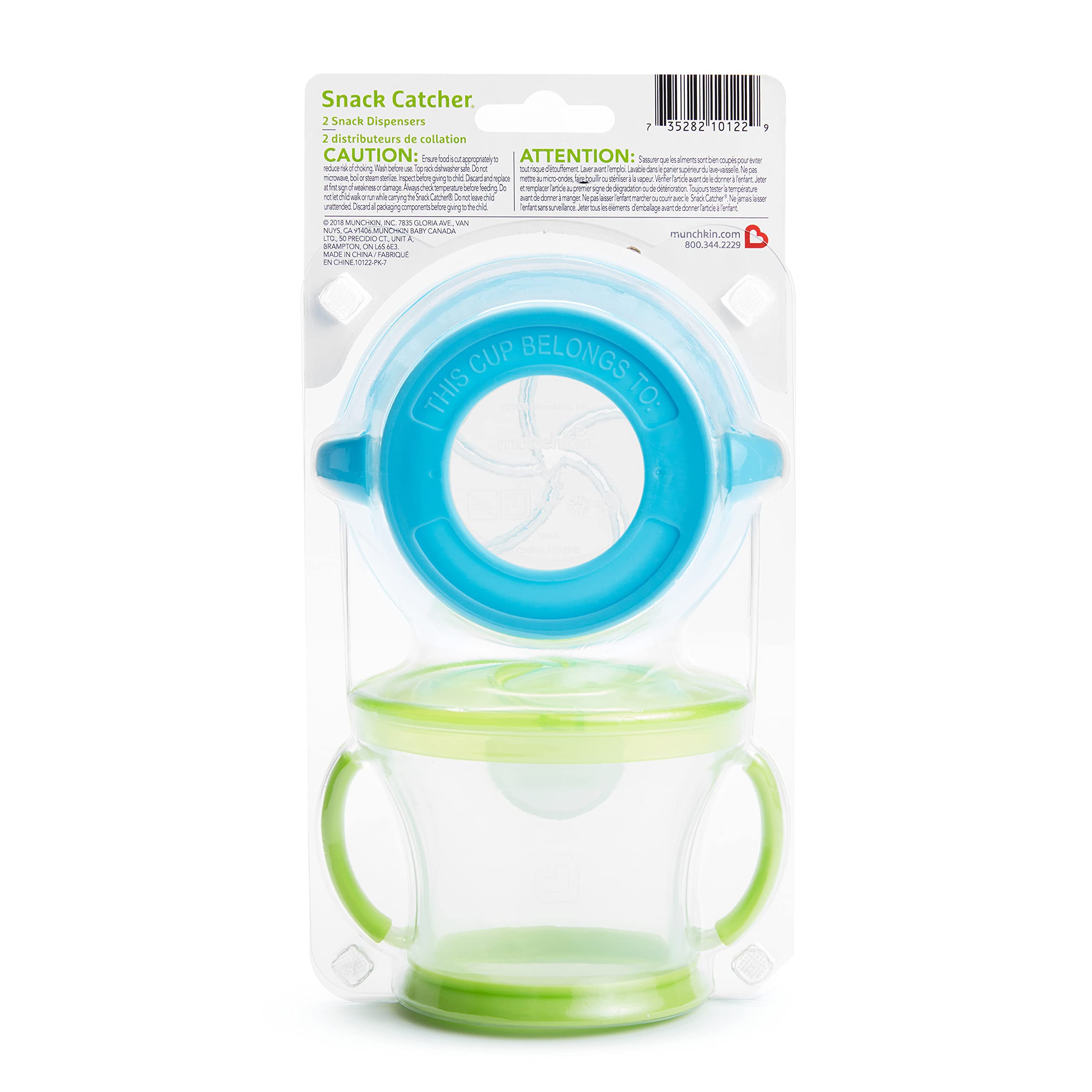 Amazon.com : Munchkin® Snack Catcher® Toddler Snack Cups, 2 Pack, Blue/Green : Baby | Amazon (US)