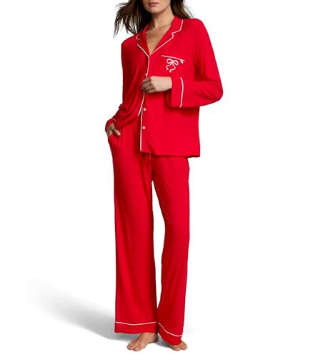 Victoria's Secret Modal Pajama Set, Long Sleeve Shirt and Pants, Pajamas for Women, Lipstick Bow, M | Amazon (US)