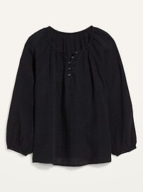 Shirred Double-Weave Long-Sleeve Blouse for Women | Old Navy (US)