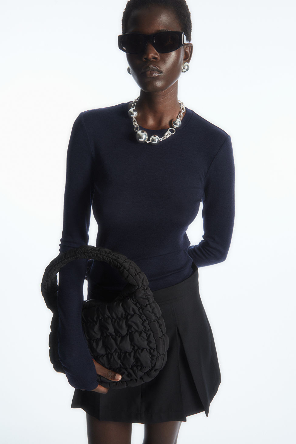 CREW-NECK MERINO WOOL TOP - NAVY - COS | COS (EU)