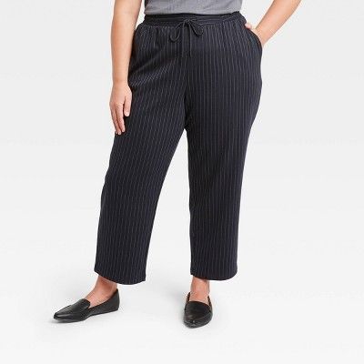 Women's Pinstripe High-Rise Ankle Length Knit Pants - A New Day™ | Target