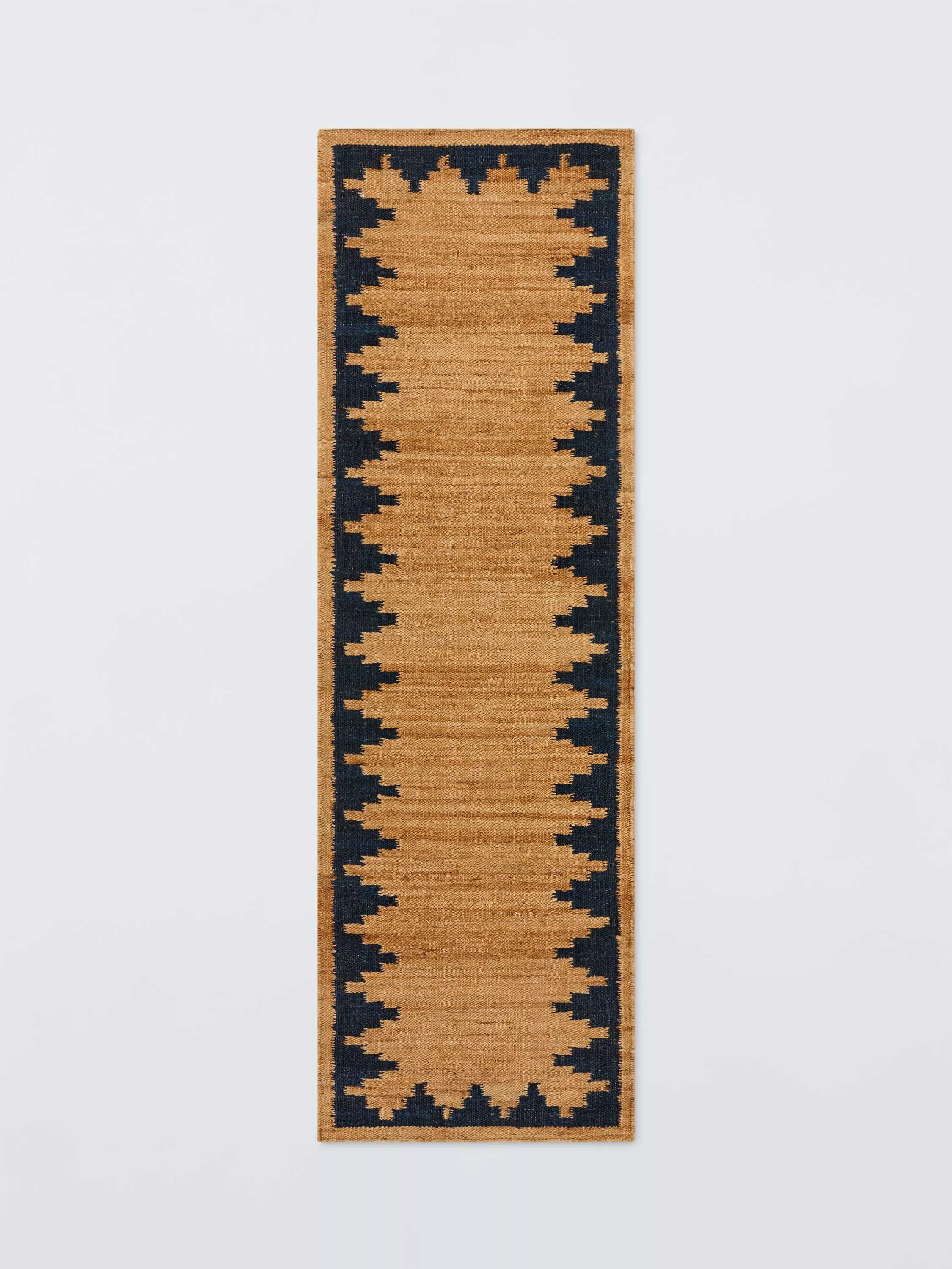 Stepped Chevron Pure Jute Runner, Navy, L240 x W70cm | John Lewis (UK)