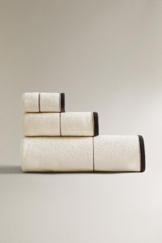 BATH TOWEL WITH RICE STITCH BORDER | Zara US
