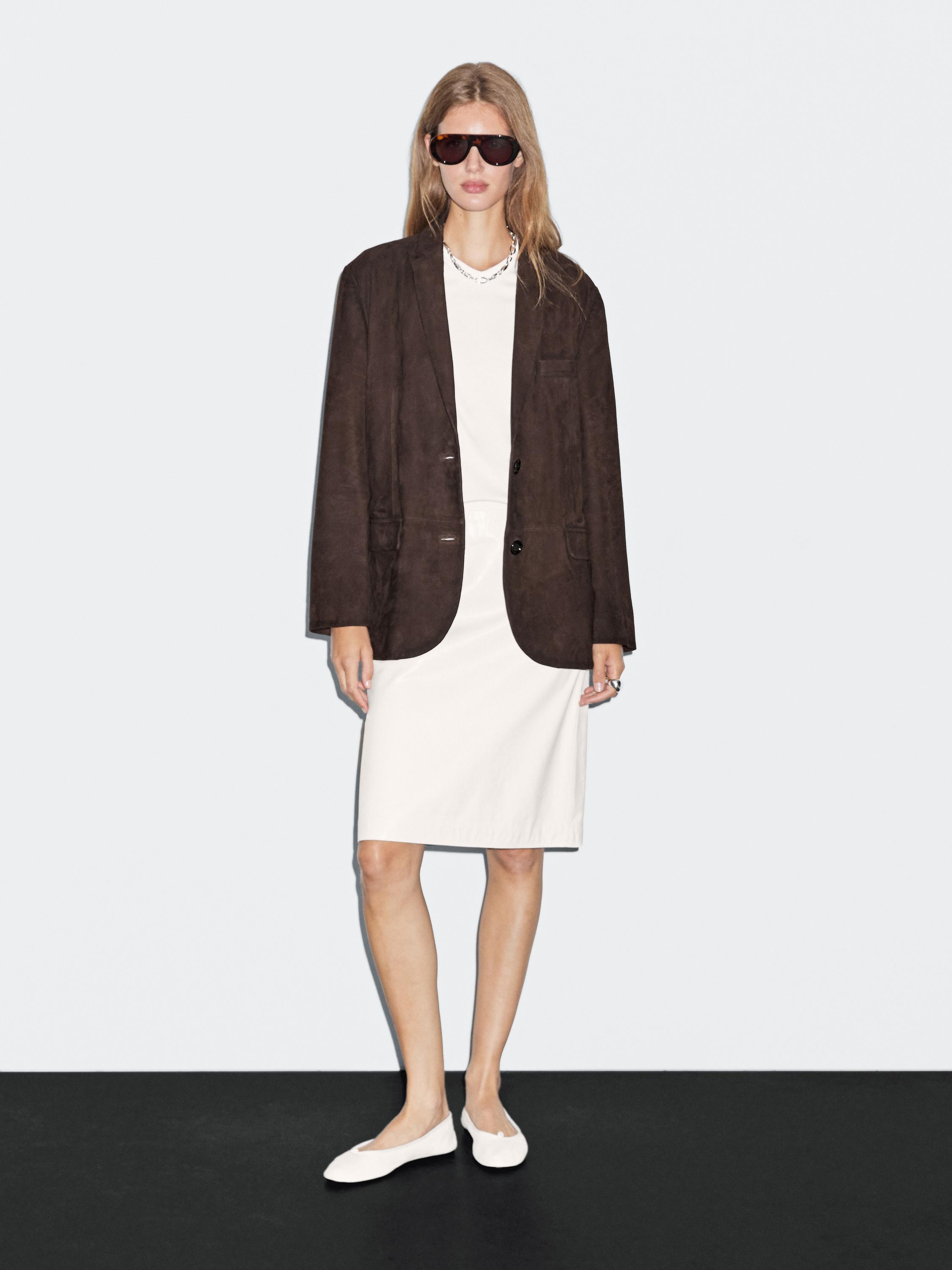 Suede leather blazer | Massimo Dutti UK