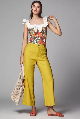 The Colette Linen Blend Crop Wide-Leg Pants by Maeve | Anthropologie (US)