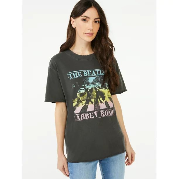 Scoop Women's The Beatles Abbey Road Graphic Short Sleeve T-Shirt | Walmart (US)