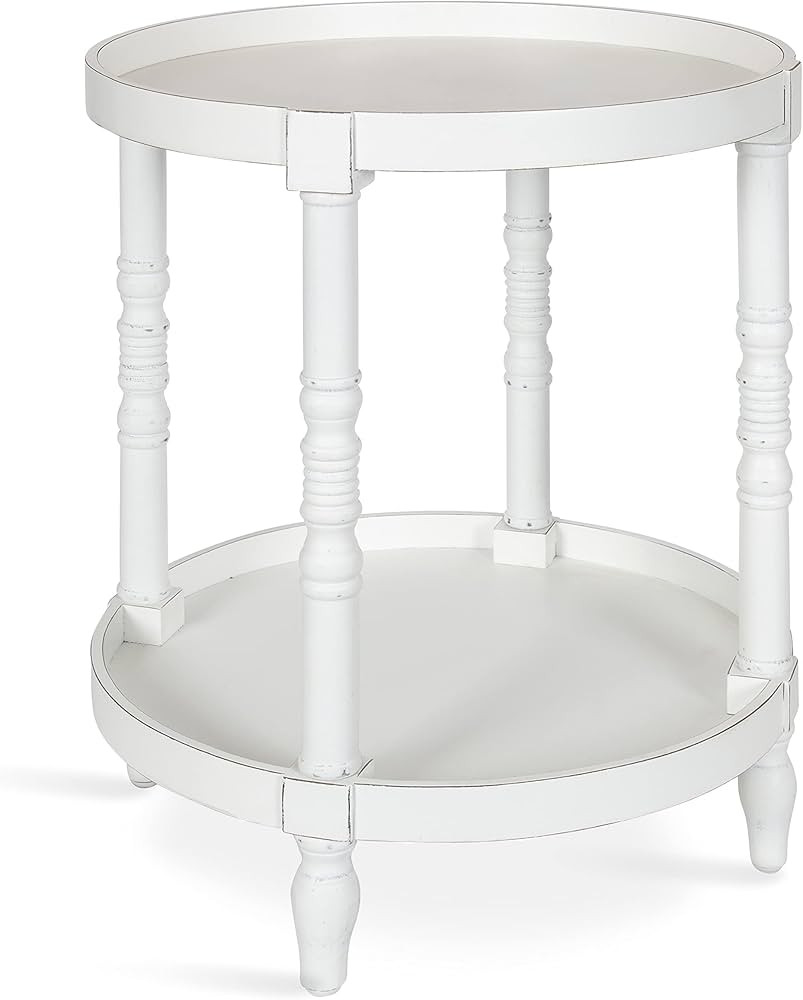 Kate and Laurel Bellport Coastal Round Wood Side Table, 20 x 20 x 24, White, Chic End Table Accen... | Amazon (US)