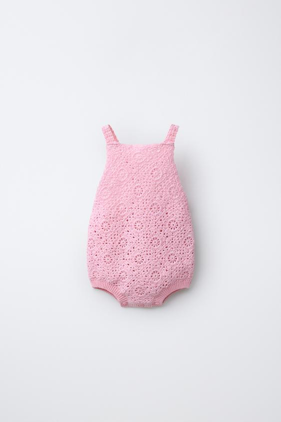 PLAIN CROCHETED FLOWER ROMPER | Zara US