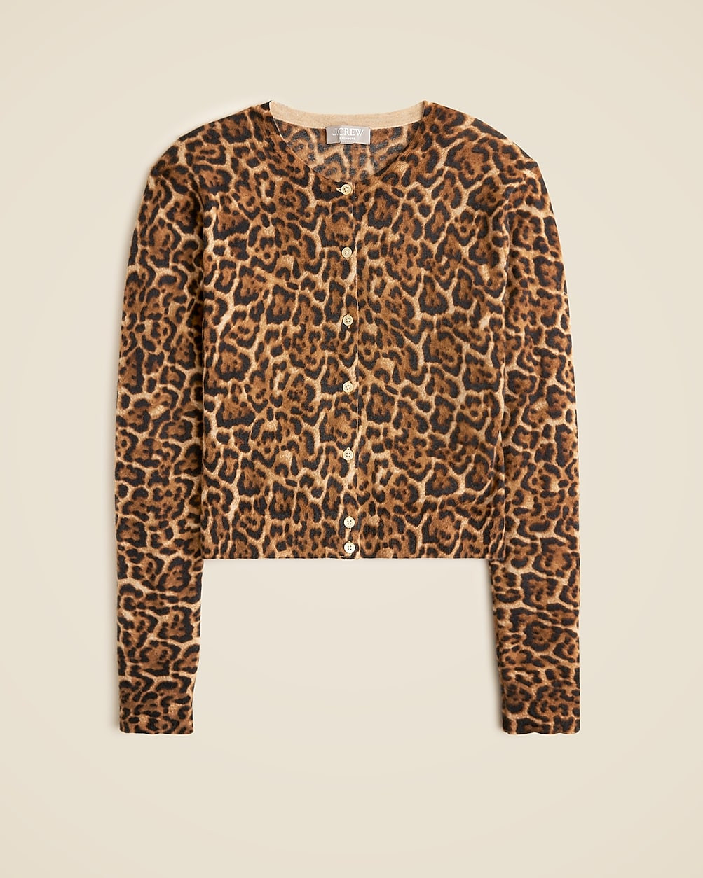 Featherweight cashmere shrunken cardigan in leopard print | J. Crew US